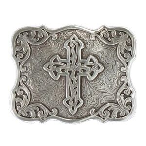 Intricate Silver Cross Belt Buckle